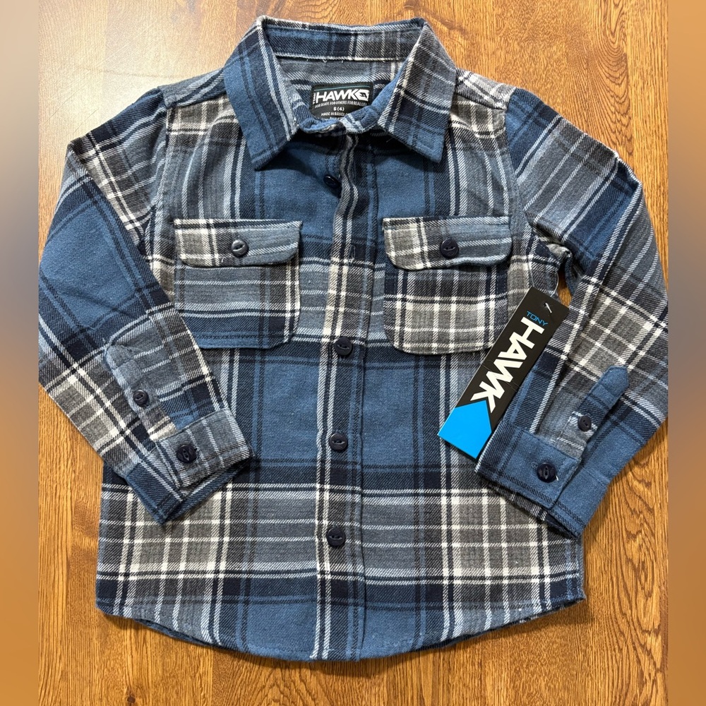 Tony Hawk NWT Boys Blue Plaid Flannel Shirt Size S (4)